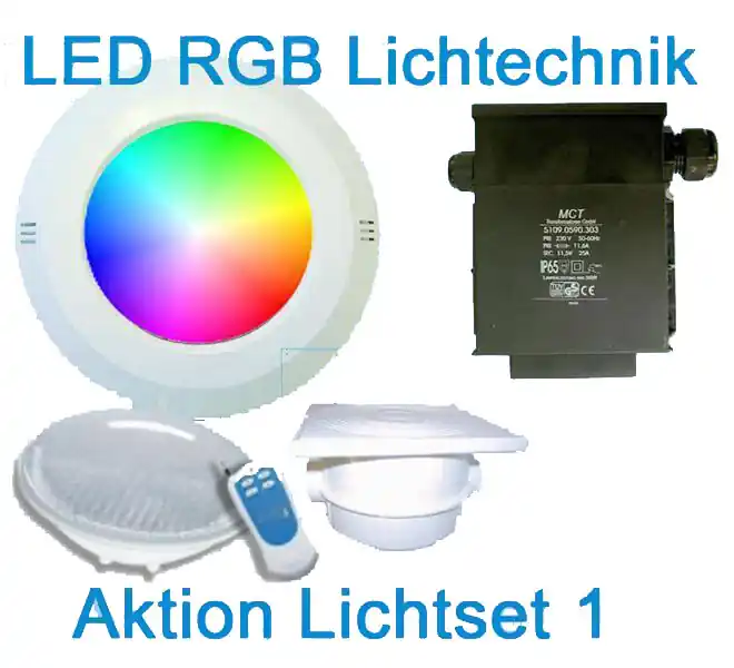Beleuchtungsset LED RGB Lichtset 1 12 V Unterwasserscheinwerfer inkl. Fernbedienung Preisreduziert