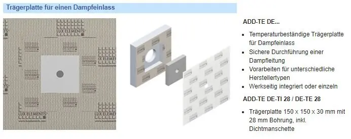 LUX ELEMENTS® ADD-TE DE-TI 28 Trägerplatte 150x150x25 mm mit 28 mm Bohrung für einen Dampfeinlass Kracherpreis