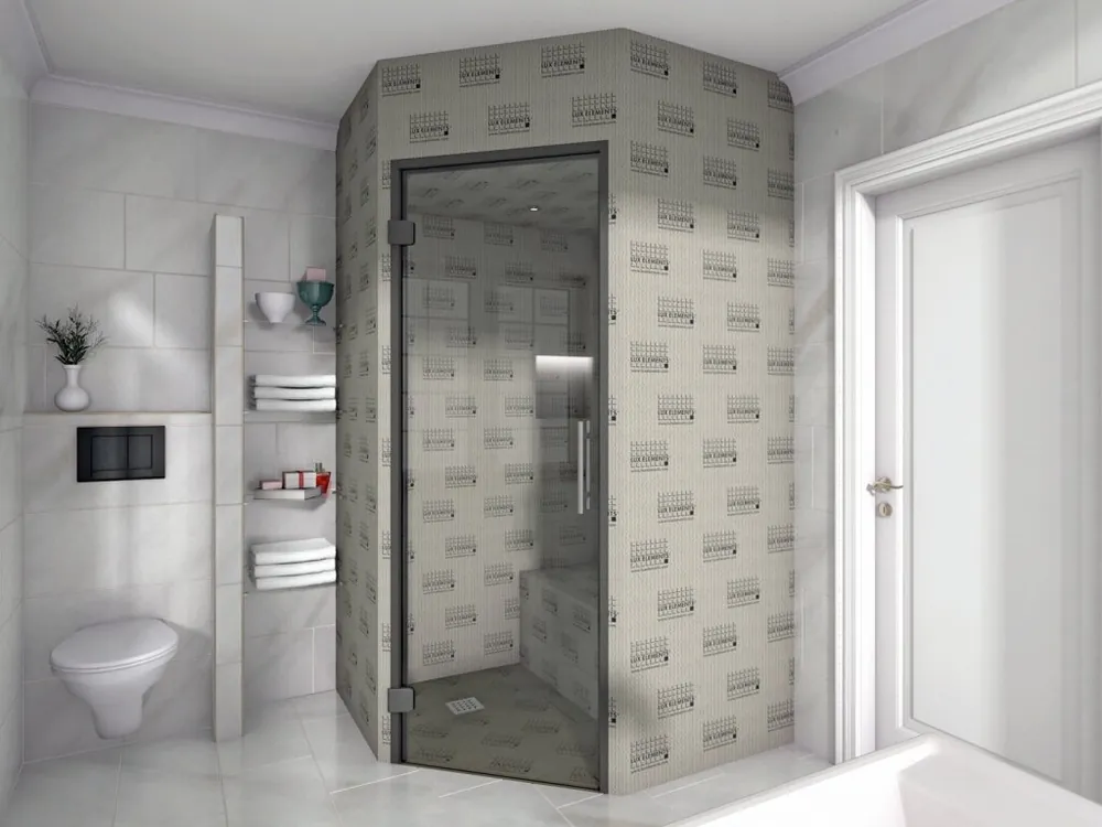 LUX ELEMENTS® Spa-Dusche fünfeckige Grundform 1400 x 1400 x 2200 mm Preisknaller