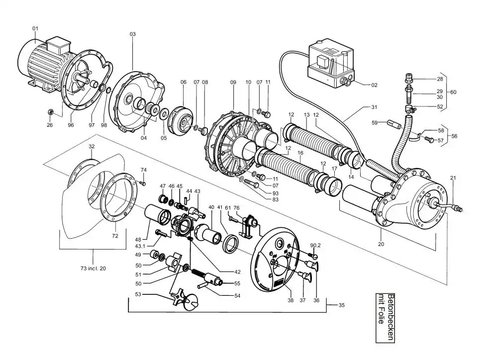 Expressversand Fluvo Gegenstromanlage C2G Rondo Pneumatikschalter Duckwellenschalter
