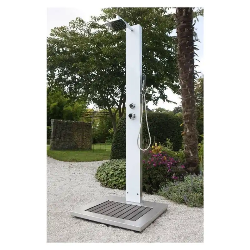 Billig Ideal Gartendusche Tobago WPC | Glas weiss