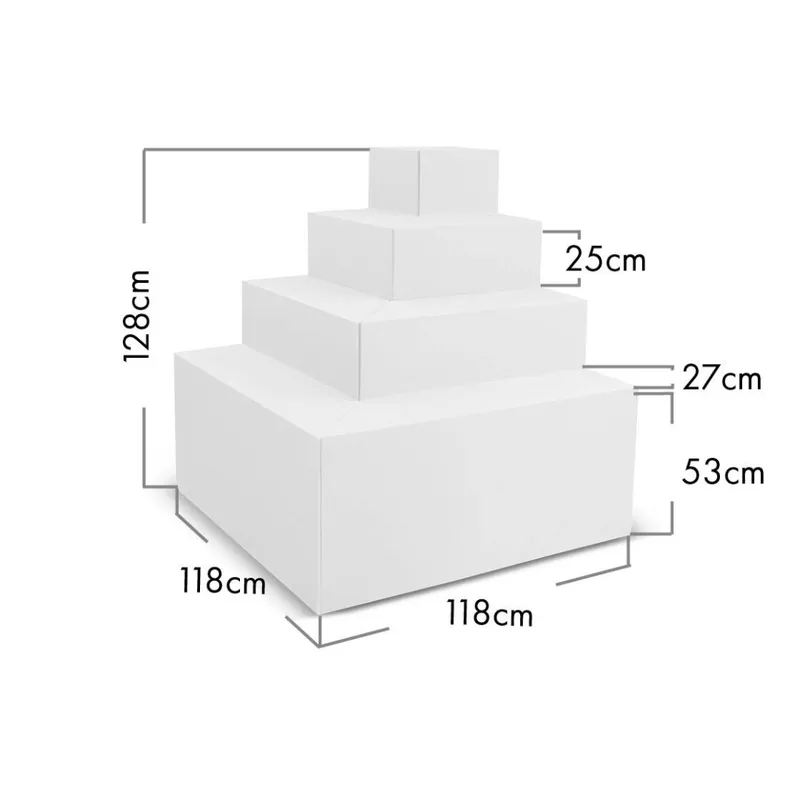 TrendStone Ecktreppe Smart 118 x 118 cm | H 128 cm 4-stufig für Beckentiefe 150 cm | Polystyrol | Kunststoffbeschichtung Rabatt