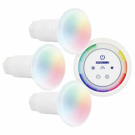 Aktuell LumiPlus Flexi Leuchtmittel 3x FlexiMini Plug&Play RGB Farblicht V2 mit Fernbedienung ( 12V/8W 600 Lumen)