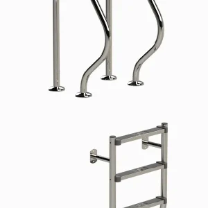Highlight Einbauleiter Edelstahl V2A Standard 3-stufig geteilte Ausführung 1,2 m Schwimmbad Leiter