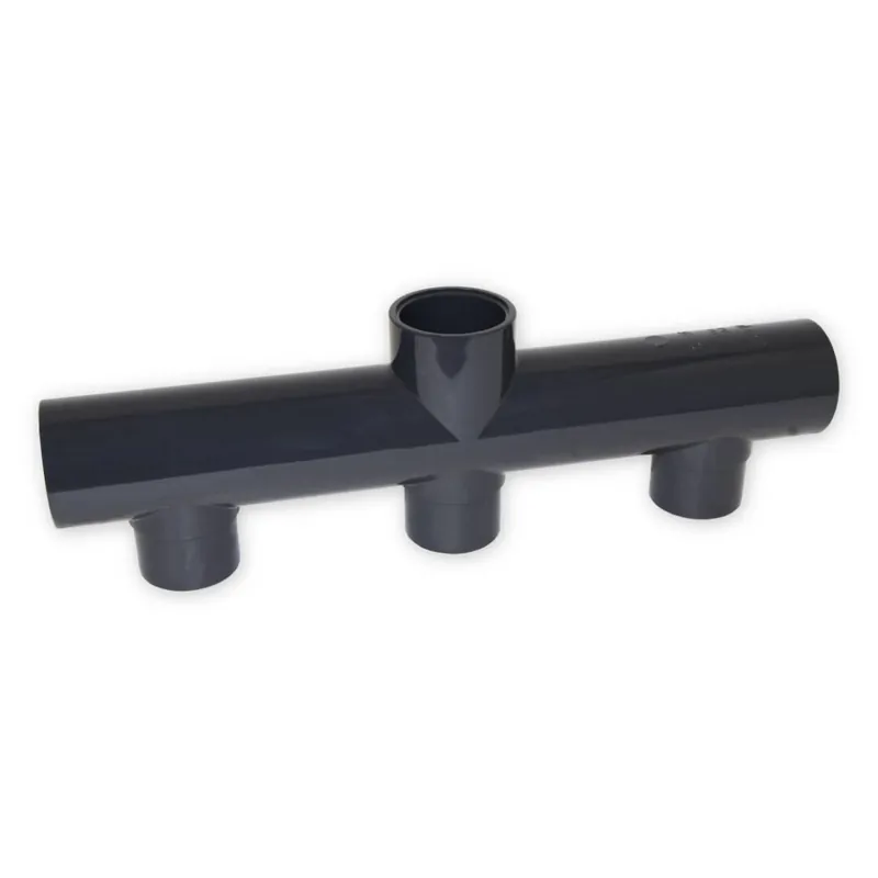 Abverkauf PVC Sammelrohr Ø 50 mm mit 2 Stopfen Grau
