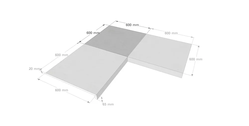 Günstig Beckenrandsteine L-Profil Exclusive Sizes Ecke, Innen 60 x 60 x 2 cm