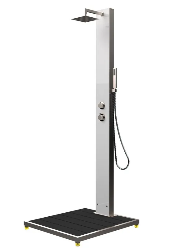 Ideal Eichenwald - Modell 70 Glasdusche Tobago WPC (weiß) *V2A* inkl. Bodenplatte Sonderangebot