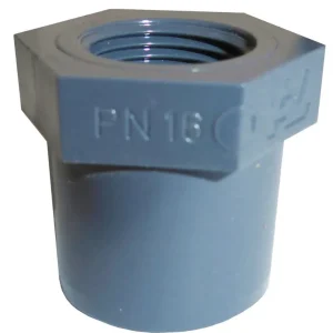 Echt PVC Reduzierstück mit Achtkant - Klebestutzen 25mm x Innengewinde 1/2"