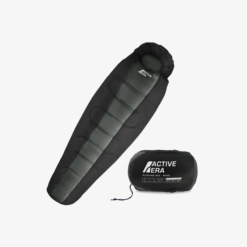 Neue Kollektion Professional 3-4 Season Mummy Sleeping Bag - Black - (300 GSM)
