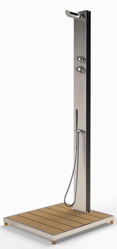 Neue Ware Ideal Eichenwald - Modell 70 Dusche MALTA V2A/WPC inkl. Bodenplatte