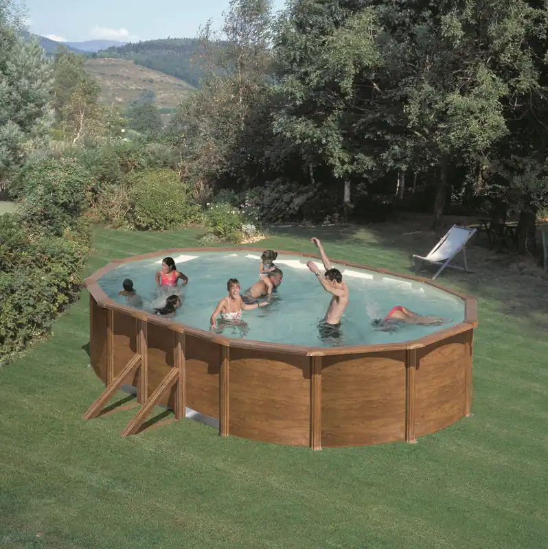 Billig Poolset Feeling oval in Holzoptik in verschiedenen Größen