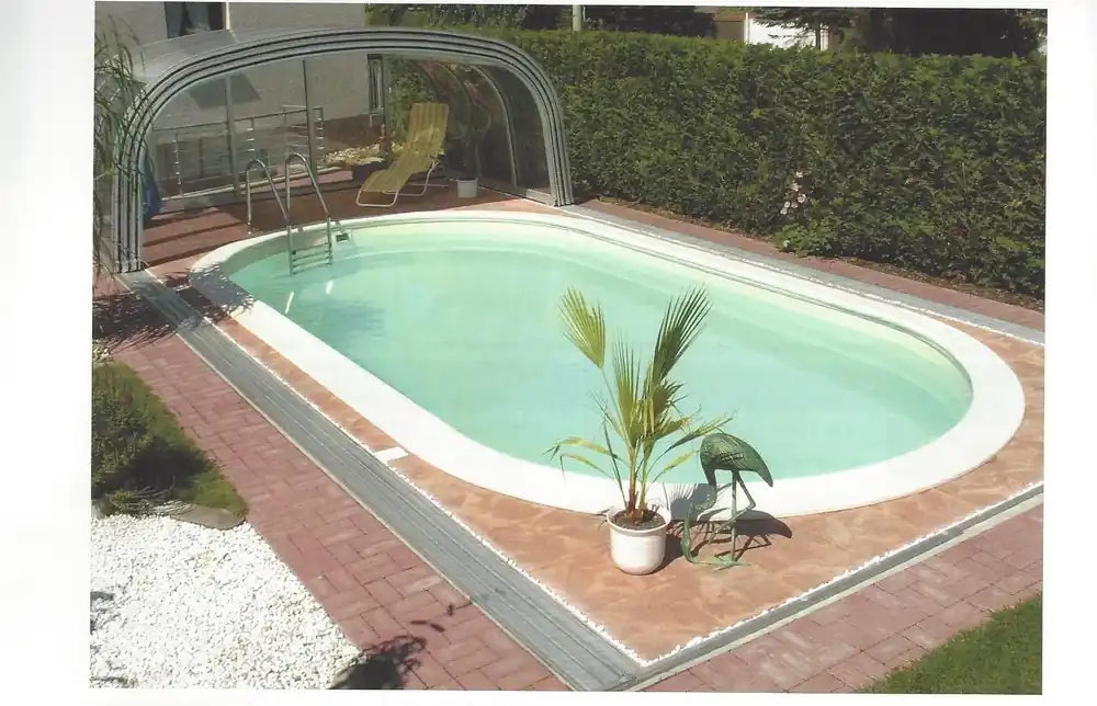 Swimmingpool Ovalform Farbe Sand 1,20m hoch, Innenhülle 0,8mm-490 x 300 x 120 x 0,8 Top-Angebot
