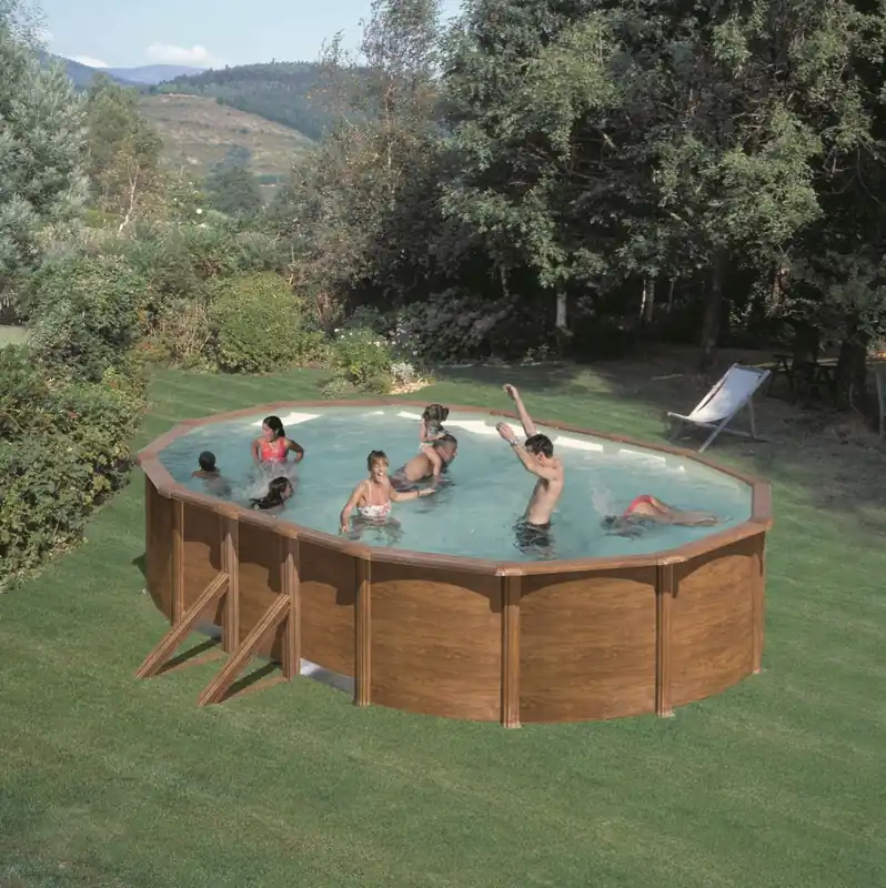 Poolset Feeling oval in Holzoptik - 7,30 x 3,75 x 1,32m Markenware