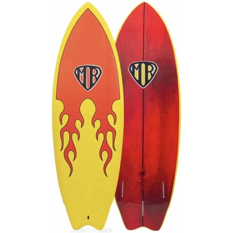 Surfbrett softboard Ocean & Earth MR Epoxy-Soft Super Twin fin Flame Sonderangebot