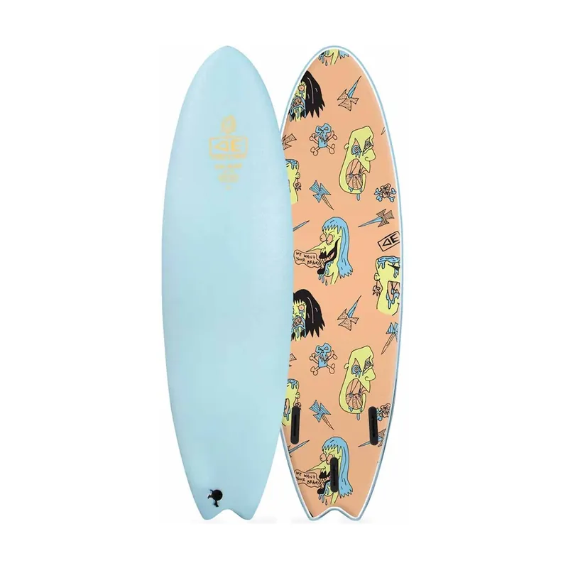 Sale Surfbrett softboard Ocean & Earth Brains EZI-Rider Fish Pastel Blue