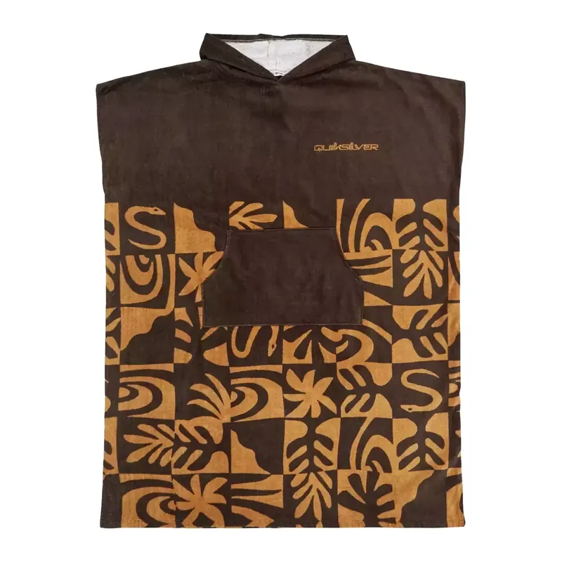 Poncho Quiksilver Hoody Towel Almond Desert Checker Neue Ware
