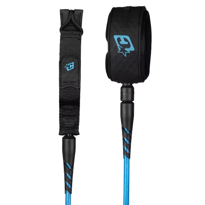 Sale Leash surf-Creatures Reliance 2.0 Standard Duty Hi-Vis Cyan Twist Black