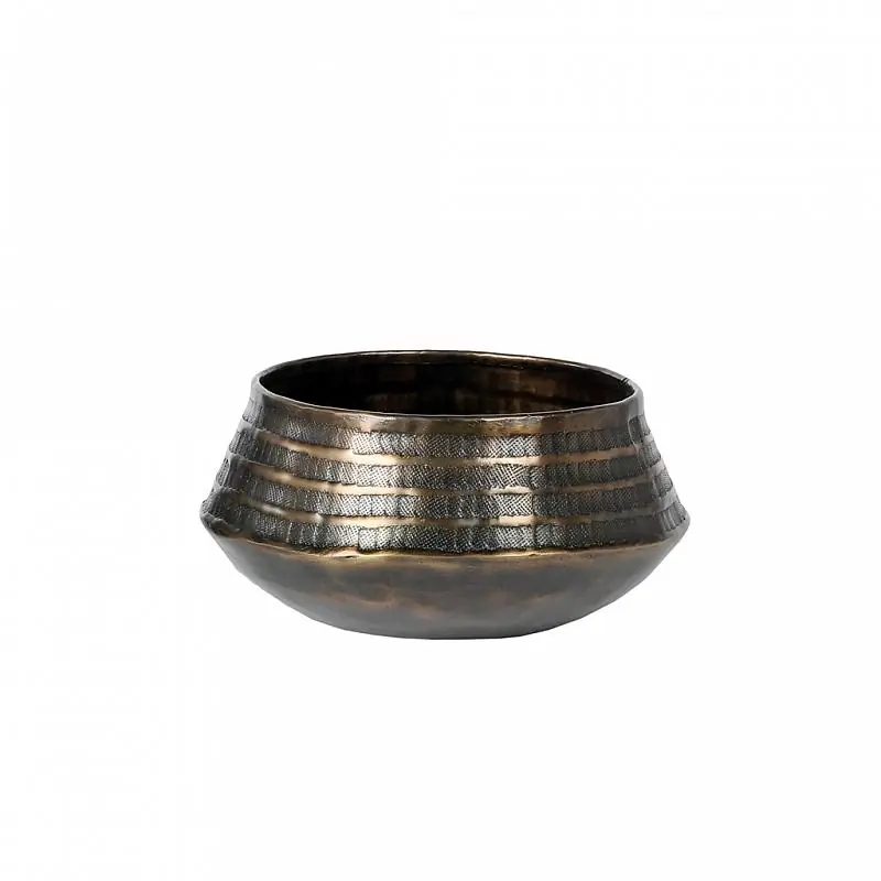 Alu-Übertopf Snall h 18 cm, d 35 cm, antik-gold Neu Im Sortiment