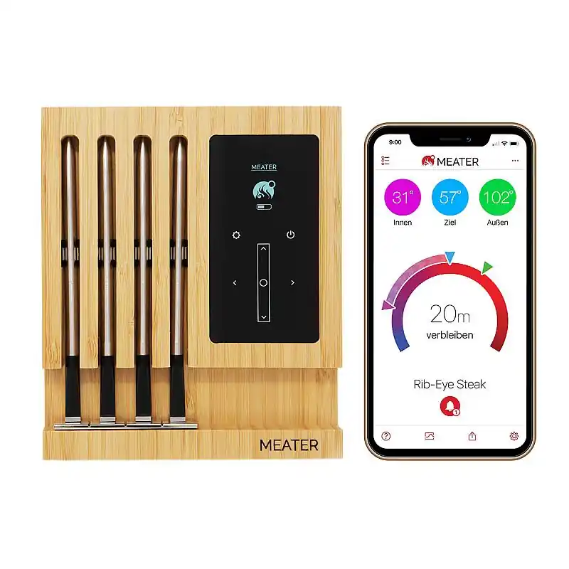 Top-Angebot MEATER Block - 4 kabellose Fleischthermometer mit Ladestation im Set