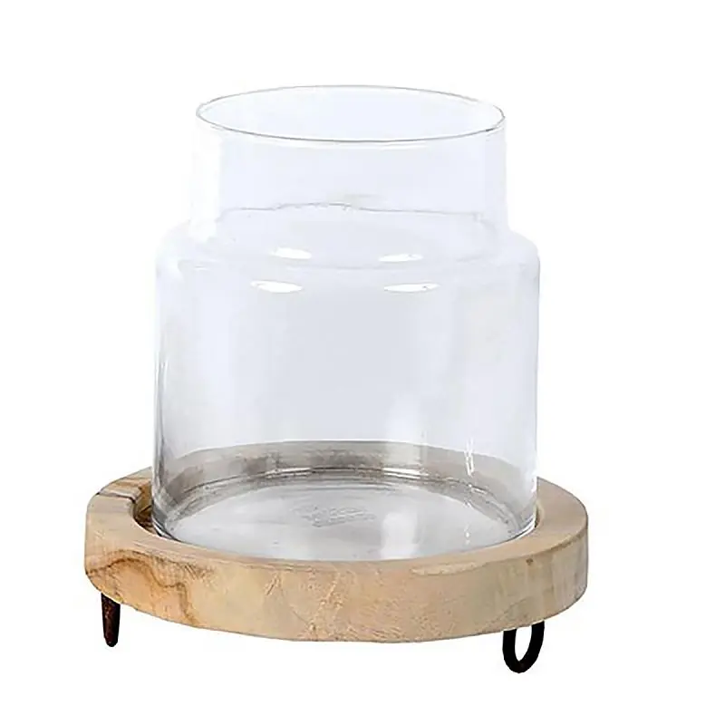 Windlicht Teak h 25 cm, d 25 cm Knallerangebot