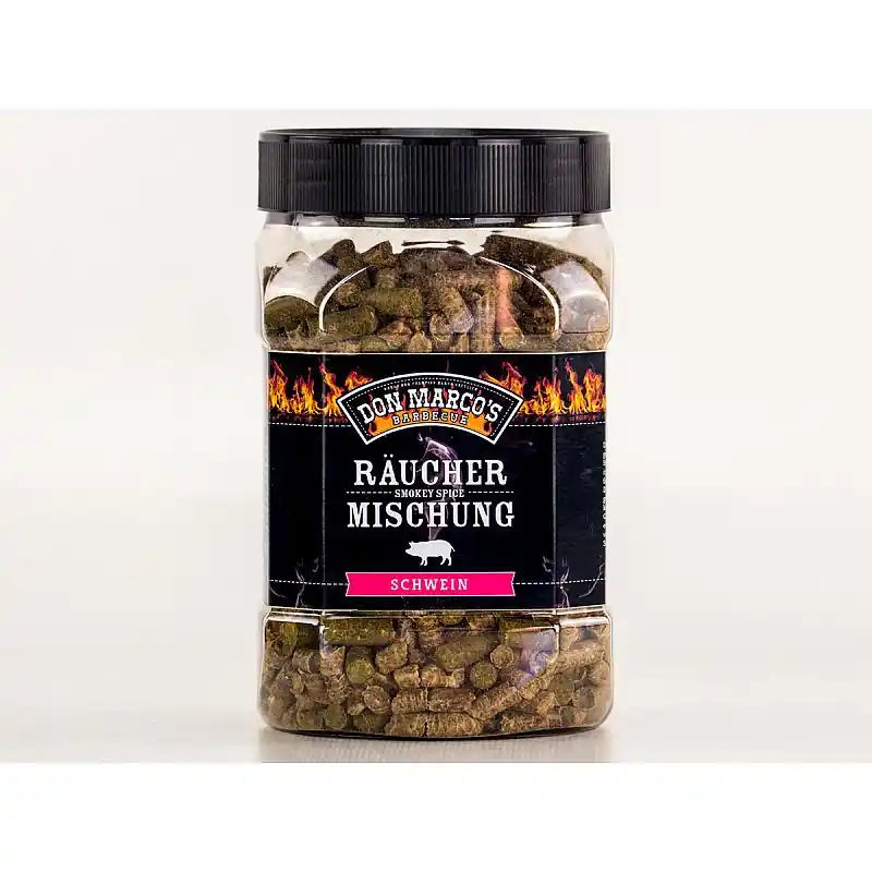 Garantierte Lieferung Don Marco´s BBQ Smokey Spice Räucherpellet Mischung Schwein, 450g Dose