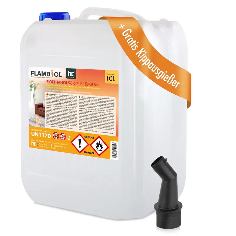 10 L FLAMBIOL® Bioethanol 96,6% Premium für Ethanolkamin in Kanistern Sichere Zahlung