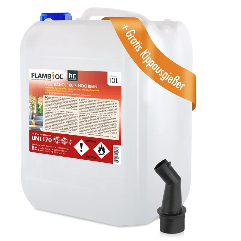 Top-Preis 10 L FLAMBIOL® Bioethanol 100% Hochrein in Kanister