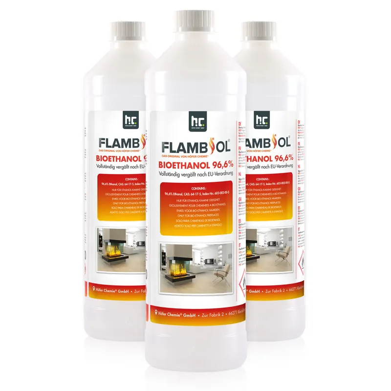 1 L FLAMBIOL® Bioethanol 96,6% Premium für Ethanol-Tischkamin Ausverkauf