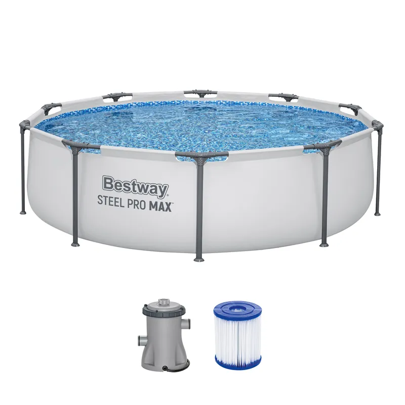 Steel Pro MAX™ Frame Pool Set mit Filterpumpe Ø 305 x 76 cm, lichtgrau, rund Sale