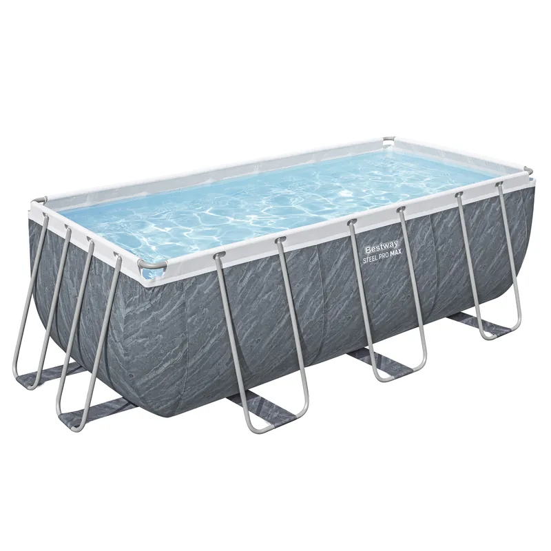 Steel Pro MAX™ Solo Pool ohne Zubehör 412 x 201 x 122 cm, Marmor-Optik (Schiefergrau), eckig Must-Have