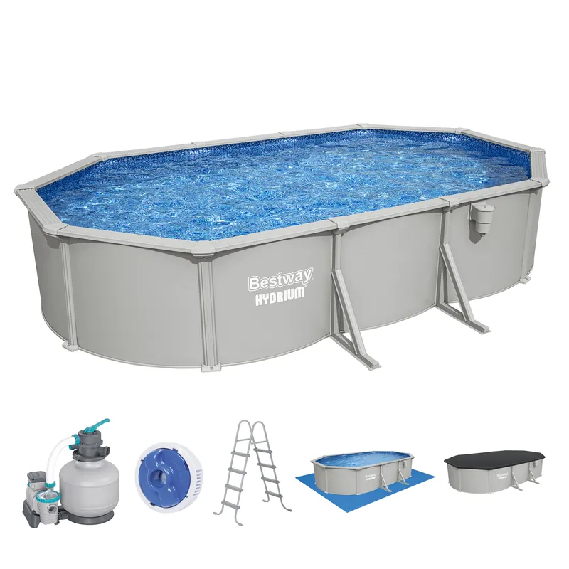 Beliebt Hydrium™ Stahlwandpool Komplett Set mit Sandfilteranlage 610 x 366 x 122 cm, granitgrau, oval