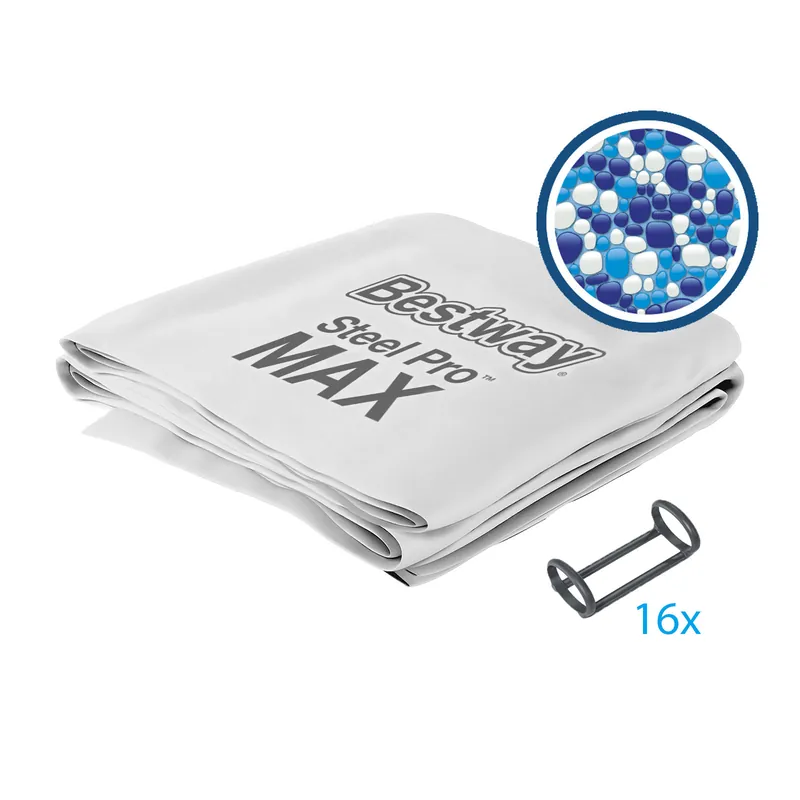 Schneller Versand Ersatzteil Poolfolie für Steel Pro MAX 488x122cm, rund - inklusive Kunststoffring-Set