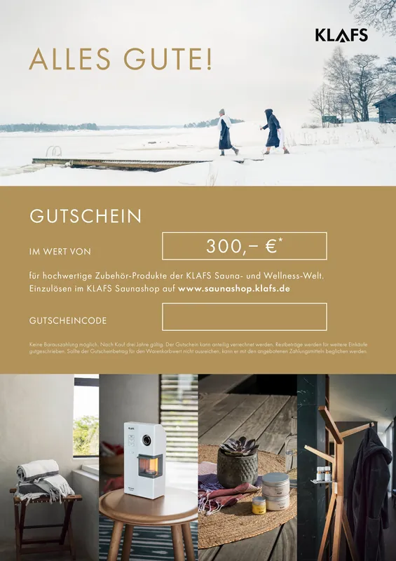 Letzte Chance 300€ - KLAFS Geschenkgutschein
