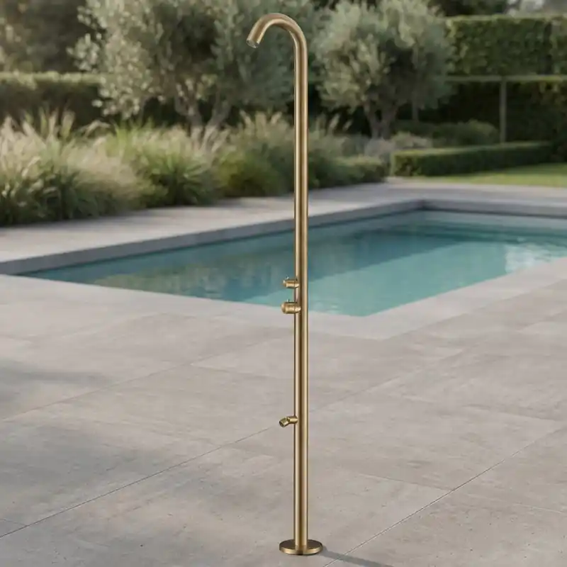 Exklusive Gartendusche Edelstahl gebürstet Gold Top-Angebot
