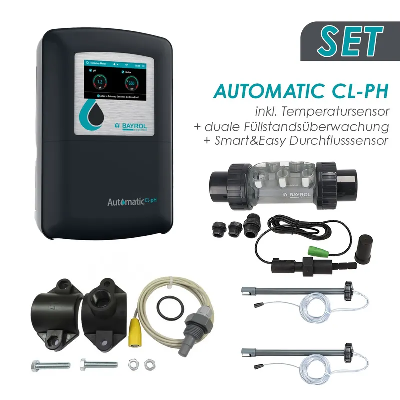 Preisreduziert BAYROL PACK Dosieranlage pH/Cl WLAN Smart&Easy Durchflusssensor Temp 2x Level Kanisterüberwachung