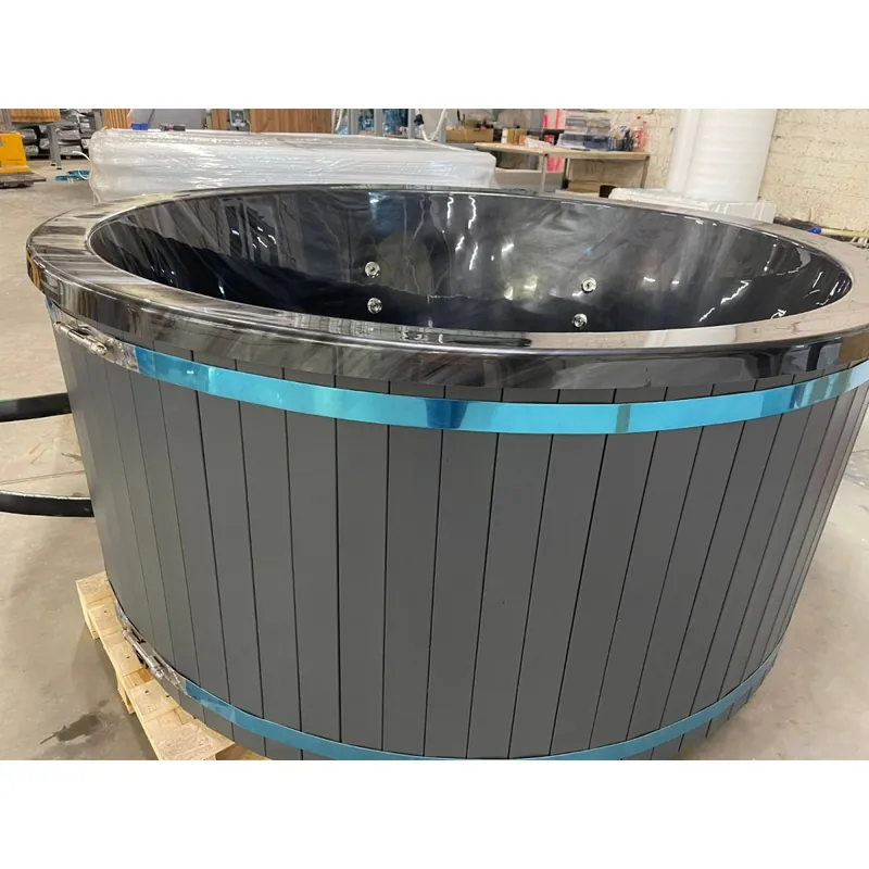 Geprüft SOFORT: HotTub Badezuber Ø225 Holzbefeuerung ACRYL schwarz