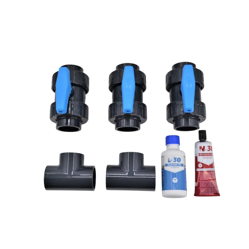 Preisreduziert PVC Bypass Set Ø 50 mm HIGHEND Poolverrohrung Kit für Poolheizung