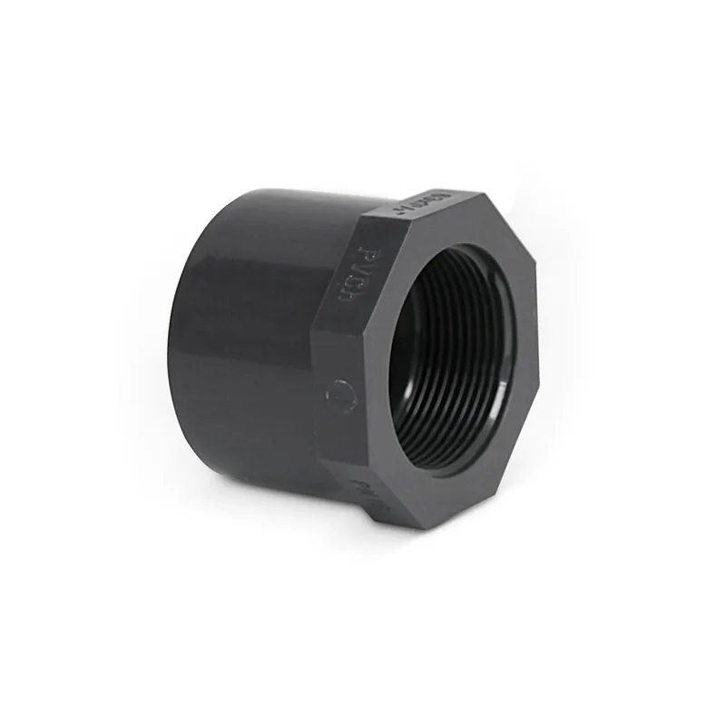Solange Der Vorrat Reicht PVC Reduzierung kurz | Ø 63 mm | Klebestutzen x 1 1/2" IG | PN16 | Grau