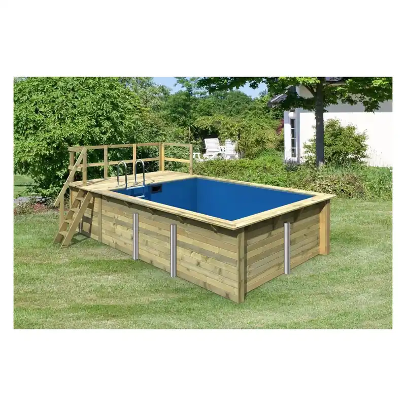 Top-Preis Terrasse für Trend Holzpool Rechteckbecken Stirnseite