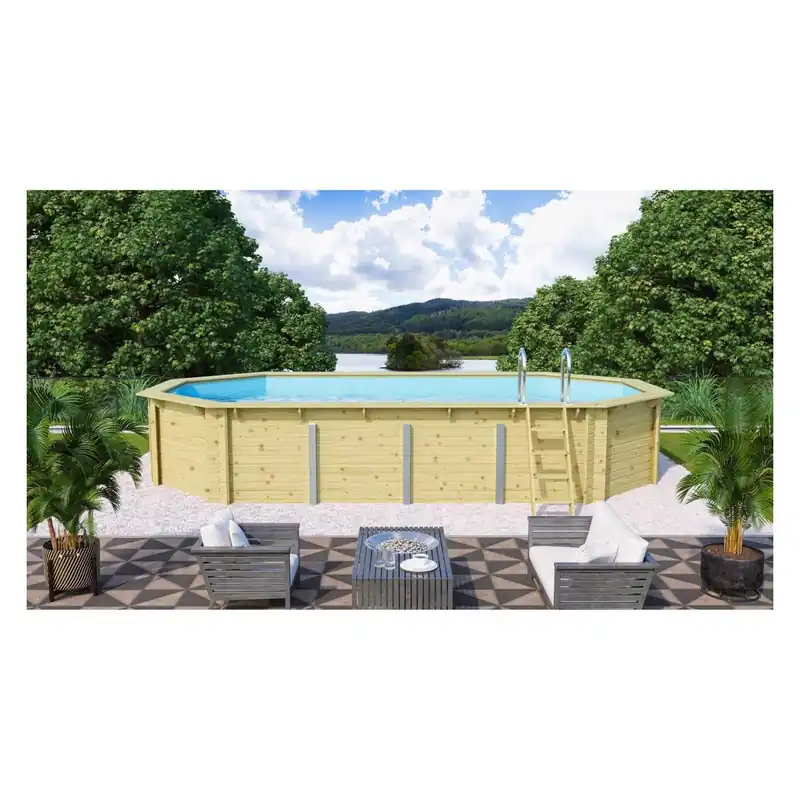 Top-Angebot Trend Holzpool SET Achteck | Blockbohlenecken | versch. Folienfarben | versch. Größen