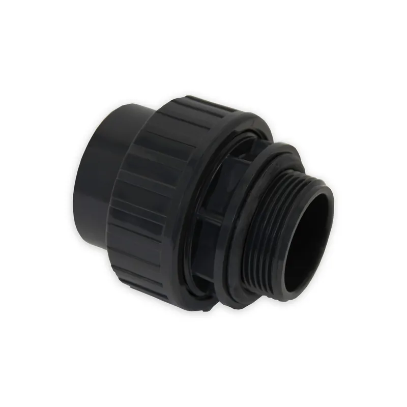 Preisreduziert PVC Verschraubung mit O-Ring | Ø 50 mm Klebemuffe x 1 1/2" AG | PN10 | Grau