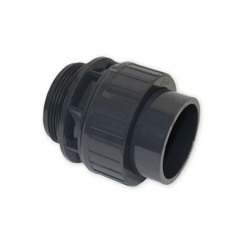 Solange Der Vorrat Reicht PVC Verschraubung mit O-Ring | Ø 50 mm Klebemuffe x 2" AG | PN10 | Grau