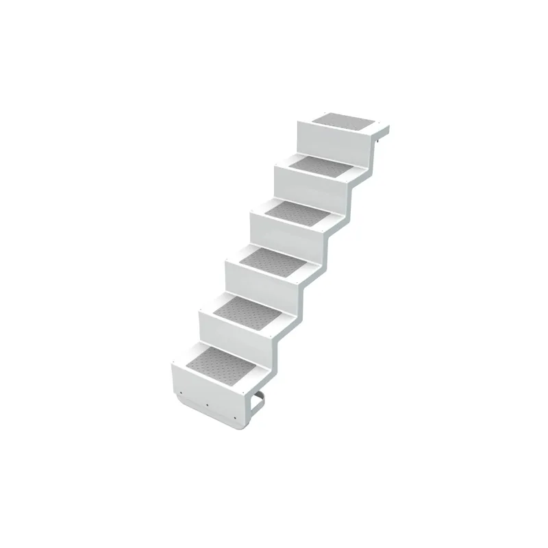 Treppe Eleganz 60 lang | 5-stufig | Randbefestigung lange Ausführung | Weiß, Stufen: silbergrau abgesetzt Markenprodukt