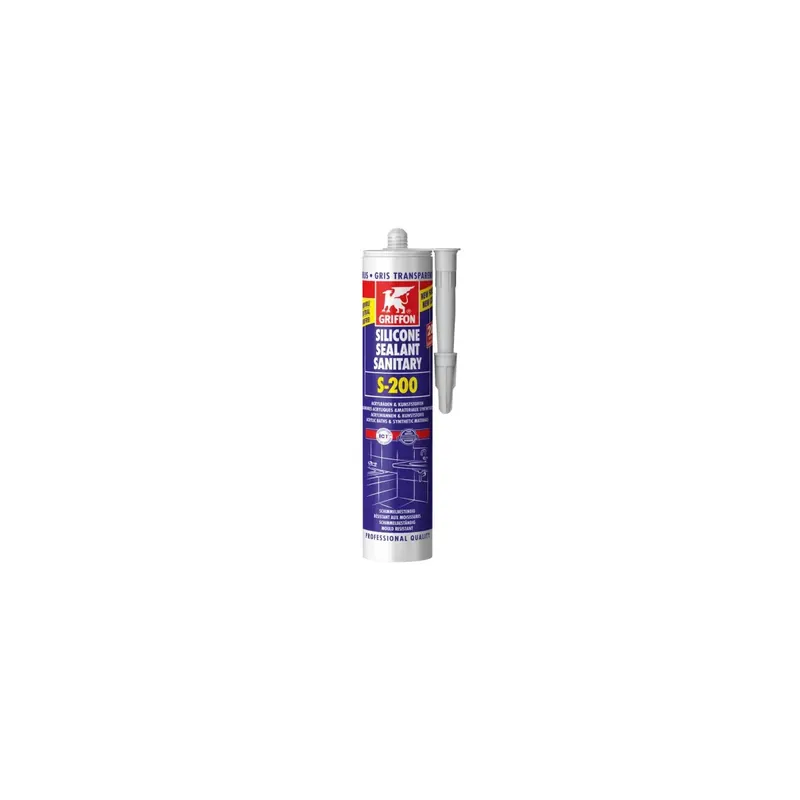 Schneller Versand GRIFFON® Sanitär Silikon S-200 | 300 ml | Kartusche | Transparent-Grau