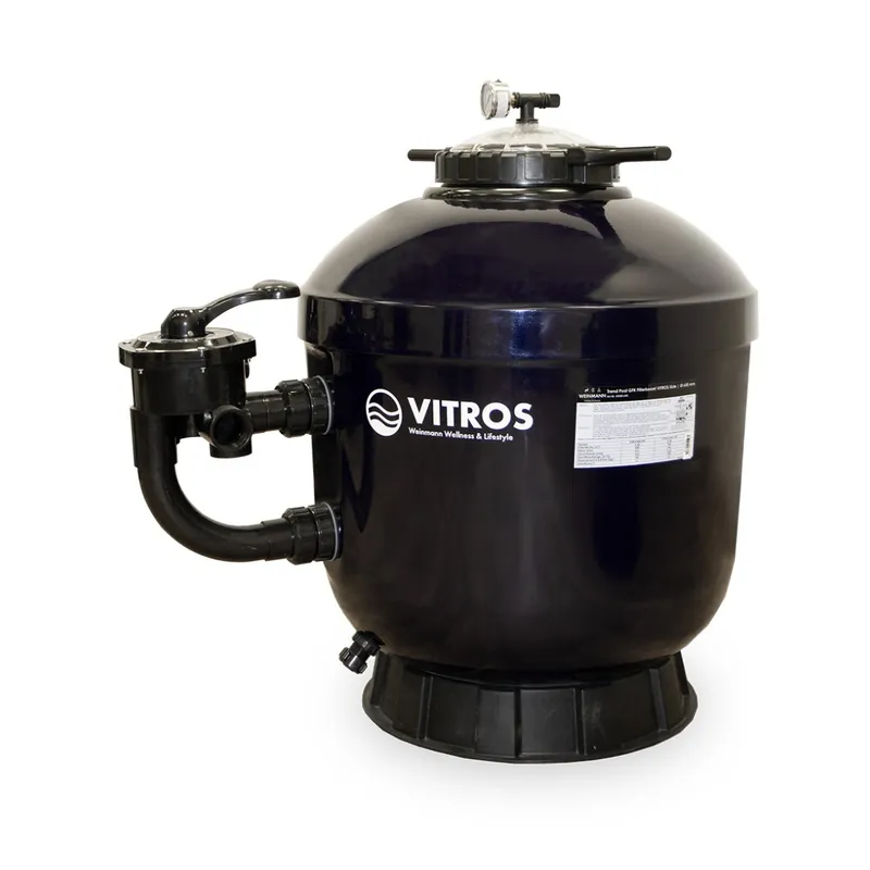 Trend Pool GFK Filterkessel VITROS Side | Ø 650 mm | Höhe 943 mm | RAL5004 Schwarzblau | inkl. Ventil (Ø 50 mm - 1 1/2") Preisknaller