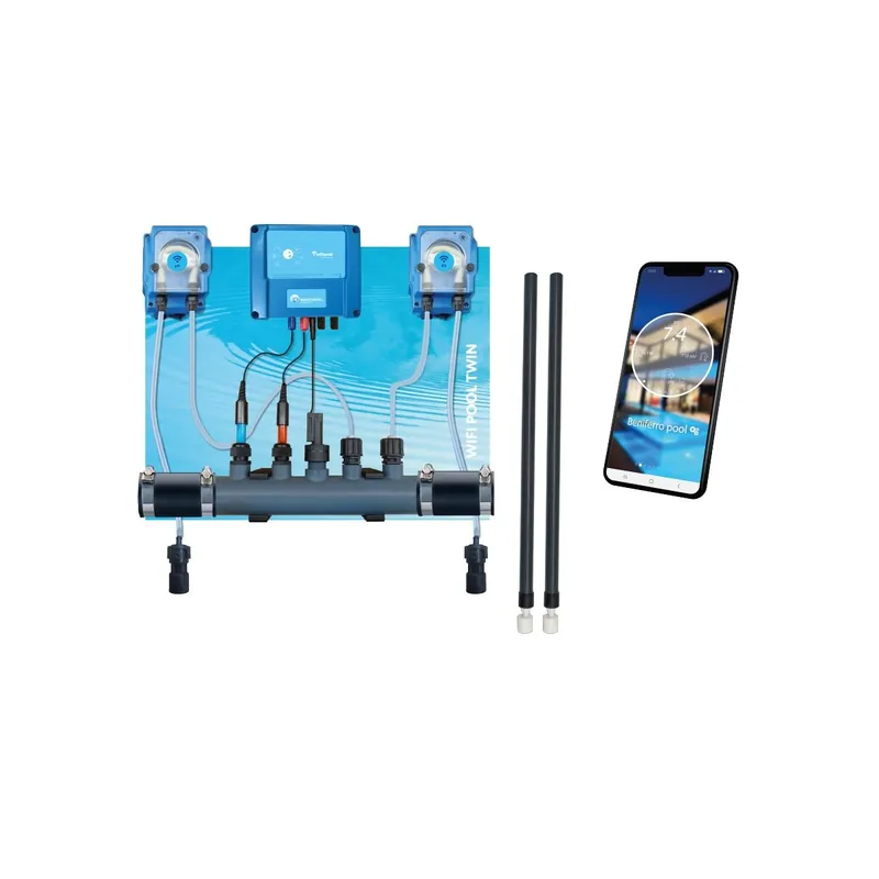 Wasserbehandlung Flussigchlor/pH Wifi mit Durchflussschalter und Niveauschalter für schwimmbad bis 150m³ Highlight