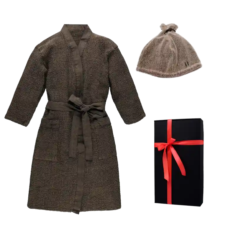 Preisknaller Geschenkset in Geschenkbox RENTO KENNO FOR HIM. Bademantel und Mütze
