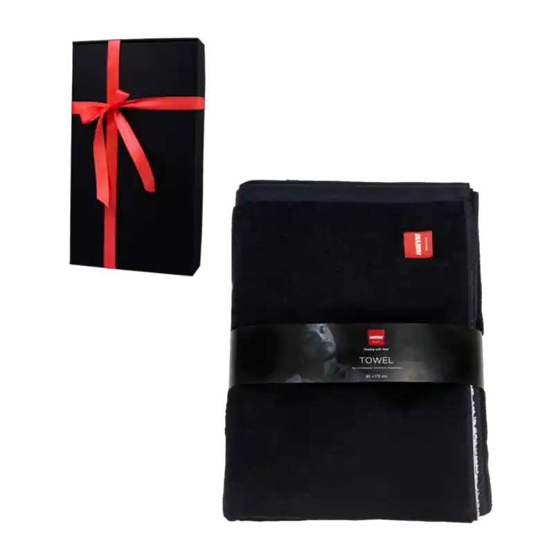 Direkt Vom Hersteller Handtuch HARVIA #healingwithheat in einer Geschenkbox, 90 x 170 cm, schwarz