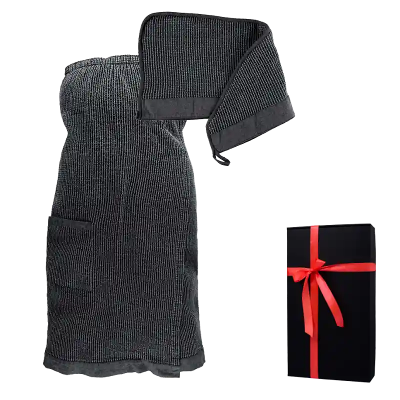 Super-Preis Geschenkset in einer Geschenkbox RENTO KENNO FOR HER. Haarhandtuch und Schürze, grau