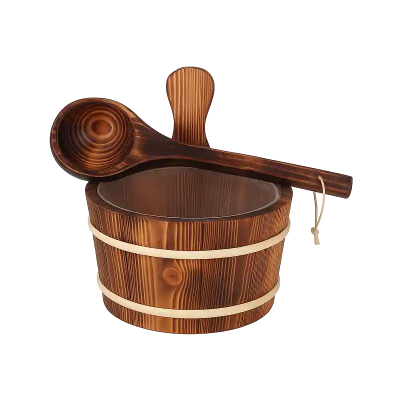 SAUFLEX Holzeimer und Schöpfkelle 4 l, Espe gebranntes Holz Abverkauf